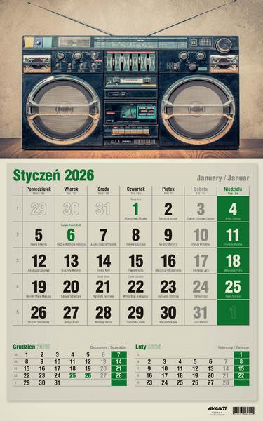 Kalendar jednodzielny KTJ ECO-2  Avanti